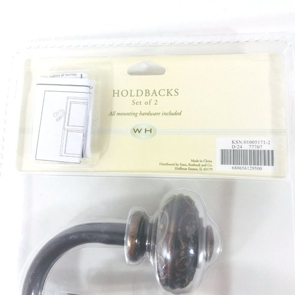 Whole House Curtain Hold Backs Scarf Holder Vintage Brown SET OF 2 NEW - Picture 4 of 5